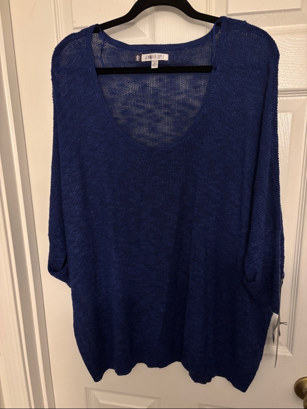 Jennifer Lopez Royal Blue Sheer Knit Top